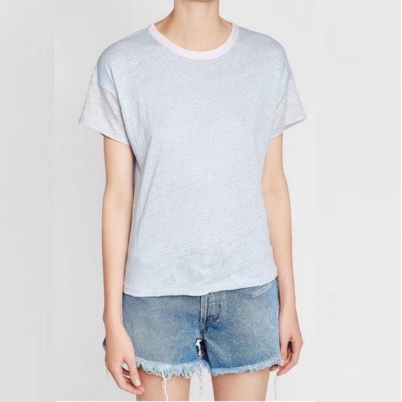 rag & bone Tops - 🍄 Rag & Bone  Payton Blue Linen Color Block T-Shirt